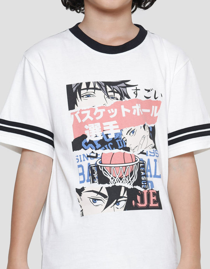 Nevada Print Outline Anime Boys Short Sleeve T-Shirt