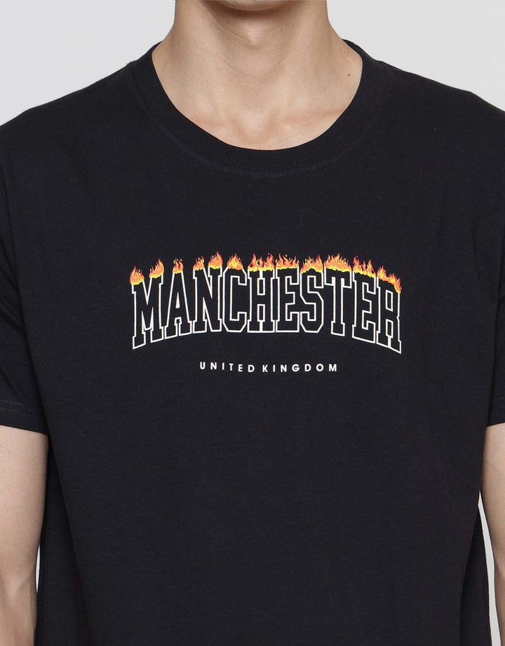 T Zone Big Size Print Theme City Manchester Kaos Lengan Pendek Pria