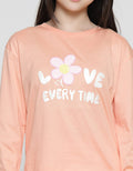 Nevada Tencel Love Everytime Embro Flowers Girls Long Sleeve T-Shirt