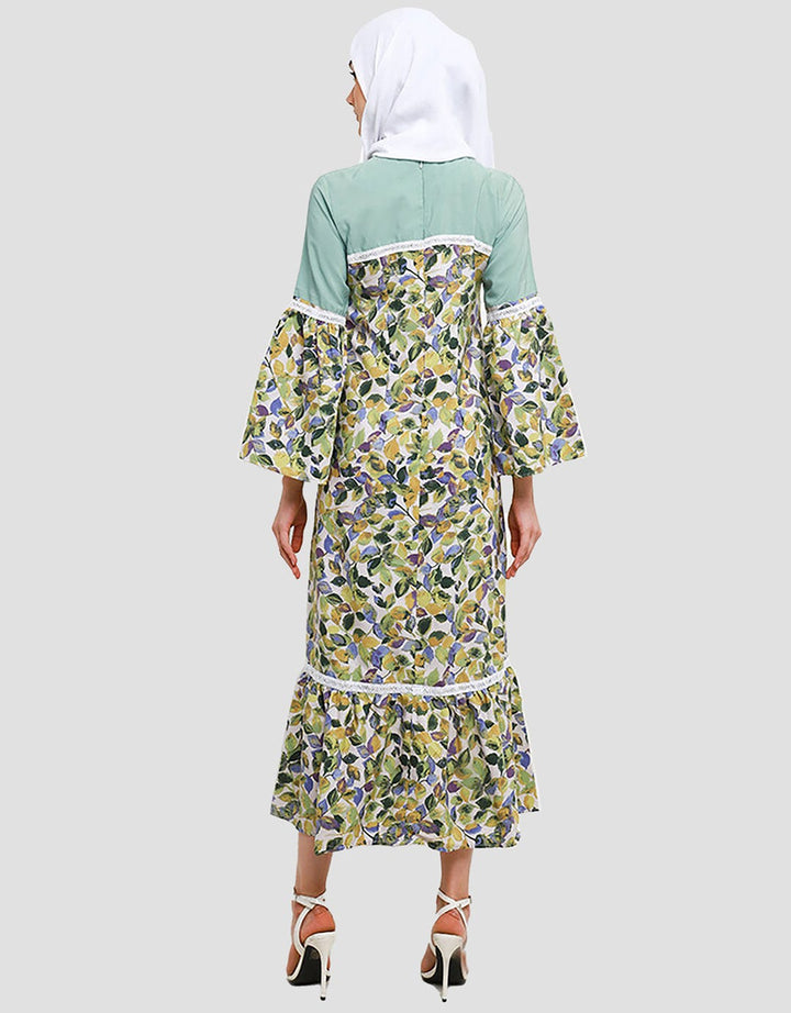 Adikusuma Regular Fit Leaf Painting Women's Dress