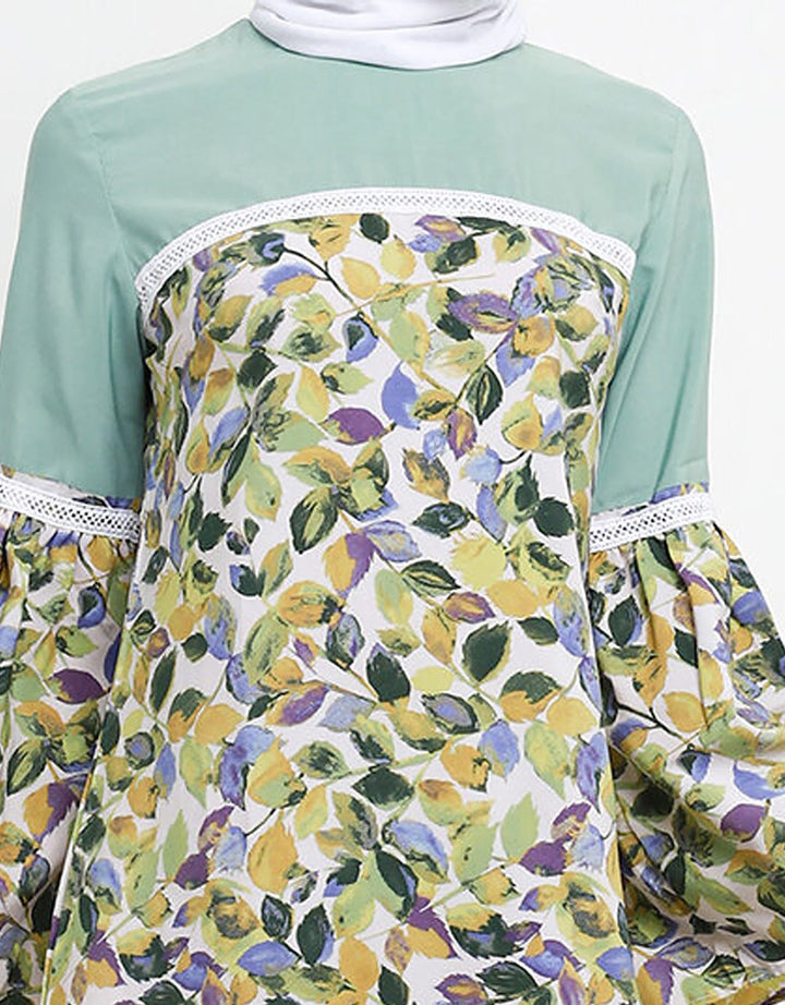 Adikusuma Regular Fit Leaf Painting Women's Dress
