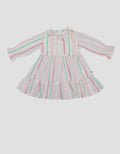 Pipiniko Stripe Lurex Sliver 2 Layers Midi Dress for Girls