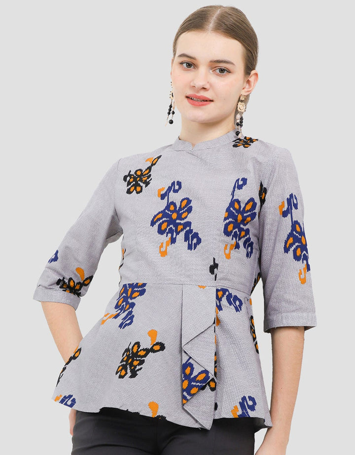 Arjuna Weda Regular Fit Batik Singket Raster Blouse for Women
