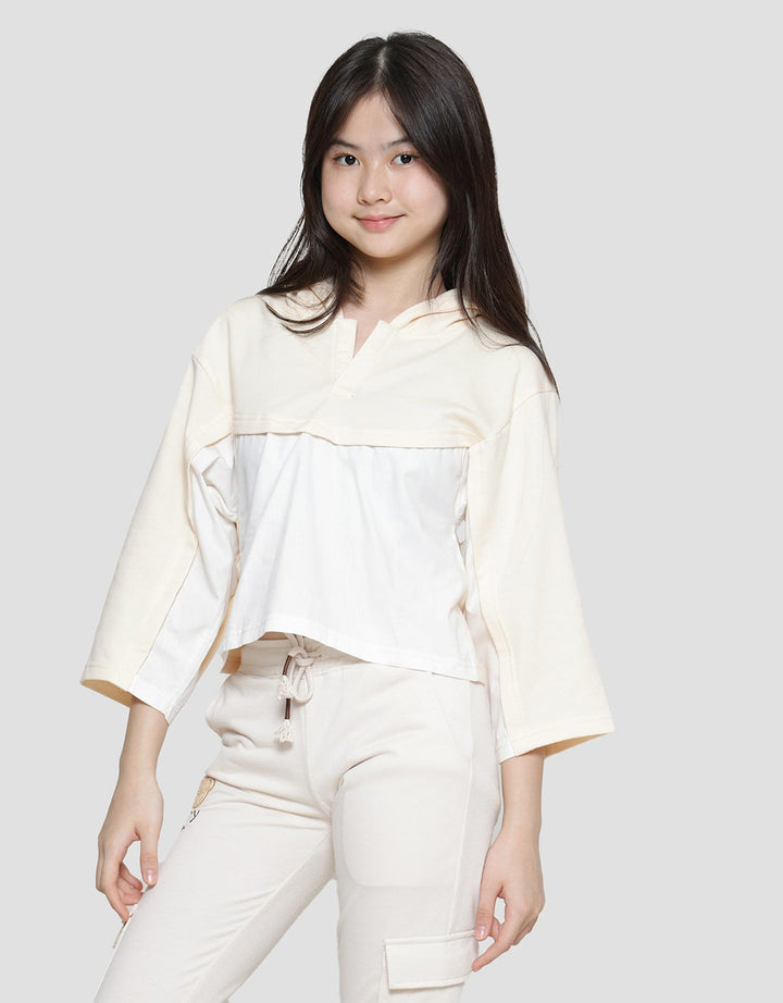 Aero Crop Hoody Woven Sweater Anak Perempuan