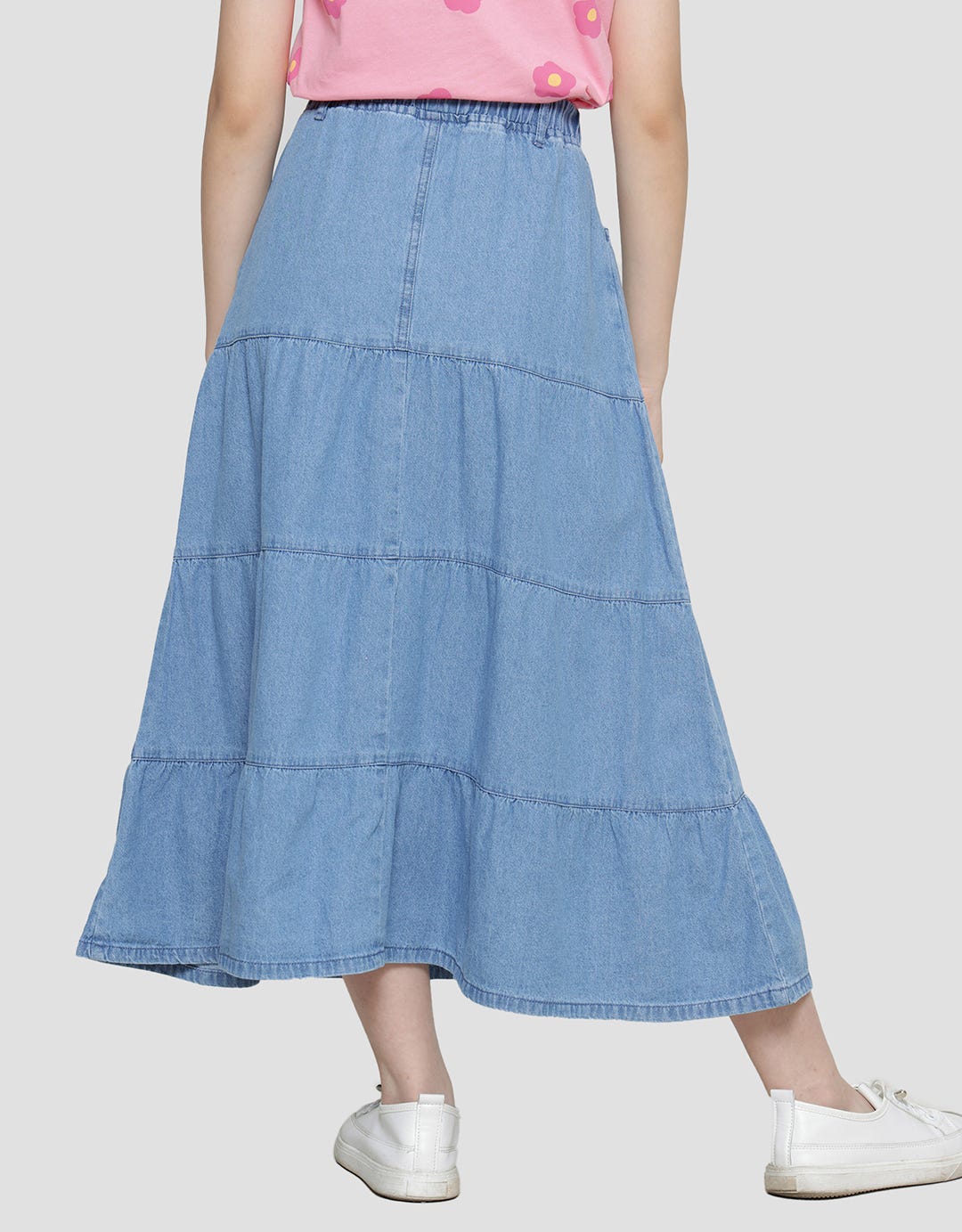 Aero Susun Bordir Unicorn Rok Panjang Denim Anak Perempuan