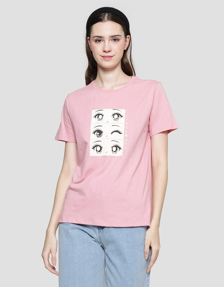 Nevada Anime Eyes Print Women's Short Sleeve T-Shirt