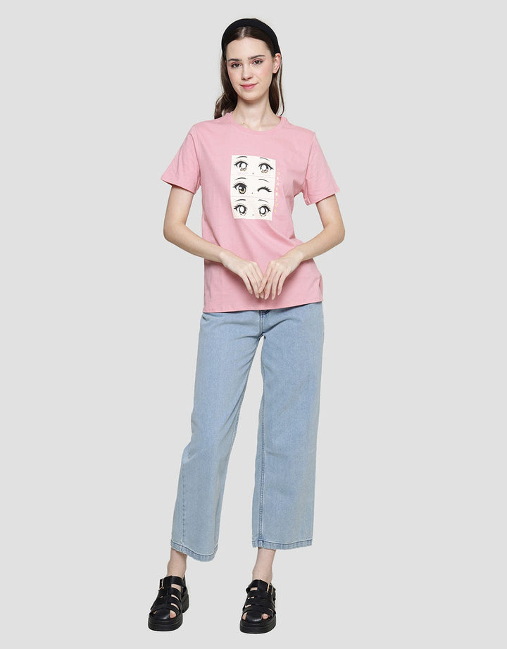 Nevada Anime Eyes Print Women's Short Sleeve T-Shirt