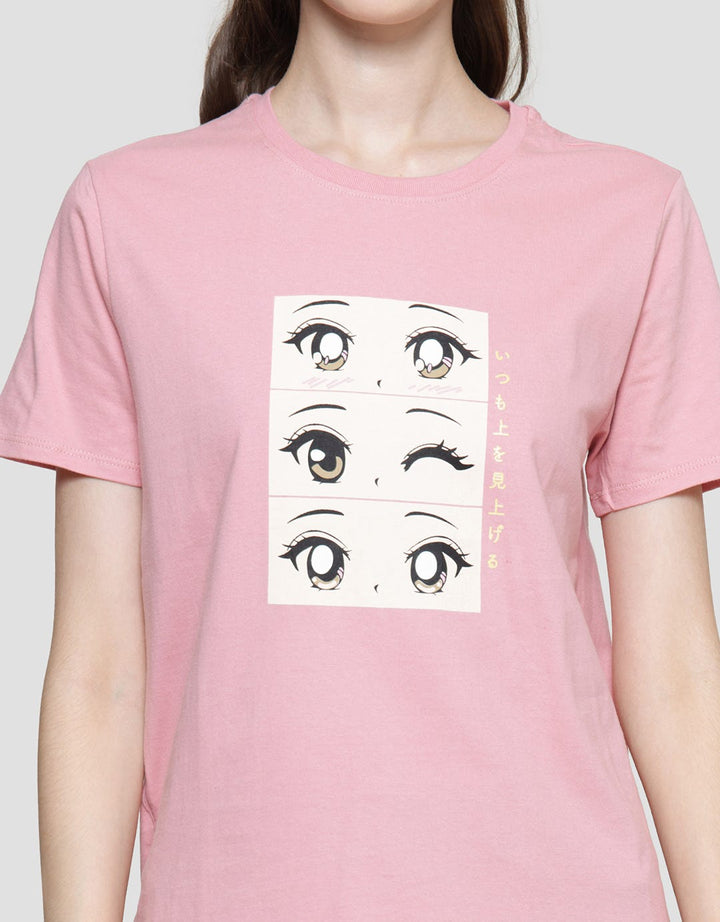 Nevada Anime Eyes Print Women's Short Sleeve T-Shirt