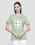 Nevada Anime Eyes Print Kaos Lengan Pendek Wanita