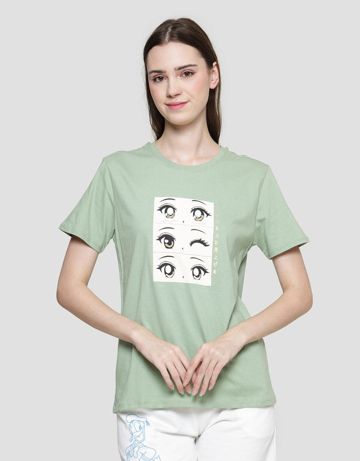 Nevada Anime Eyes Print Women's Short Sleeve T-Shirt