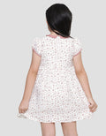 Disney Print Flower Minnie Tumpuk Midi Dress Anak Perempuan