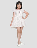 Disney Print Flower Minnie Tumpuk Midi Dress Anak Perempuan