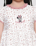 Disney Print Flower Minnie Tumpuk Midi Dress Anak Perempuan