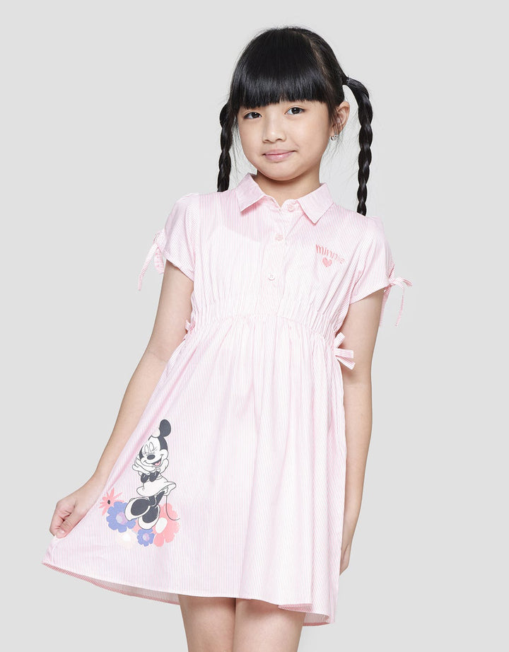 Disney Print Flower Minnie Katun Twill Midi Dress Anak Perempuan
