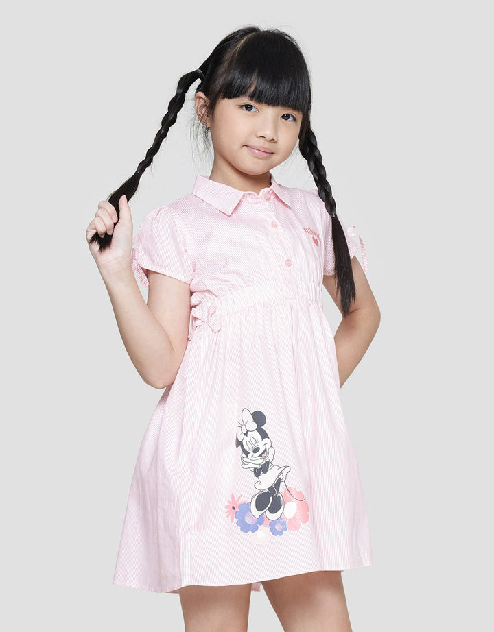 Disney Print Flower Minnie Katun Twill Midi Dress Anak Perempuan