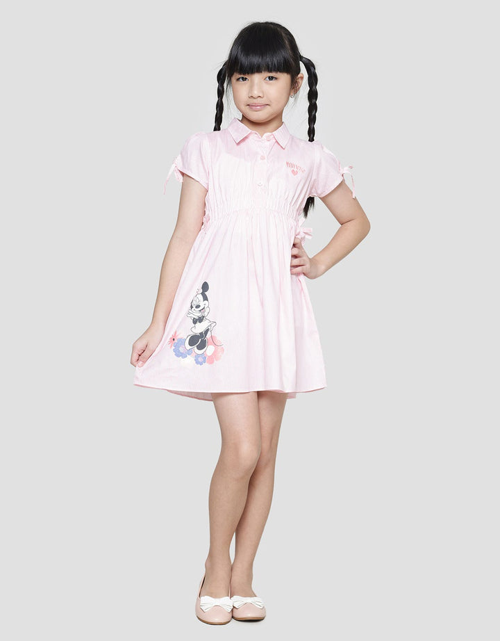 Disney Print Flower Minnie Katun Twill Midi Dress Anak Perempuan