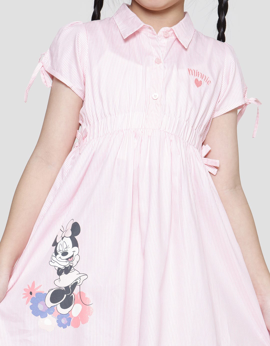 Disney Print Flower Minnie Katun Twill Midi Dress Anak Perempuan