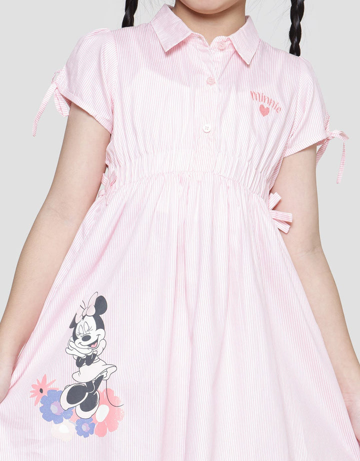 Disney Print Flower Minnie Katun Twill Midi Dress Anak Perempuan