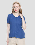Connexion V Neck Texture Neci Kaos Lengan Pendek Wanita