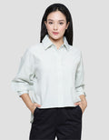 Nevada Woven Stripe Crinkle Kemeja Wanita