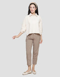 Nevada Woven Stripe Crinkle Kemeja Wanita