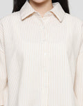 Nevada Woven Stripe Crinkle Kemeja Wanita
