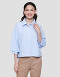Nevada Woven Stripe Crinkle Kemeja Wanita