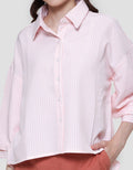 Nevada Woven Stripe Crinkle Kemeja Wanita