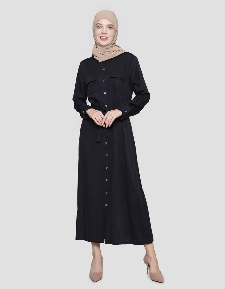 Annisa With Pocket And Belt Strap Maxi Dress Wanita