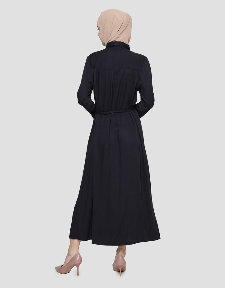 Annisa With Pocket And Belt Strap Maxi Dress Wanita