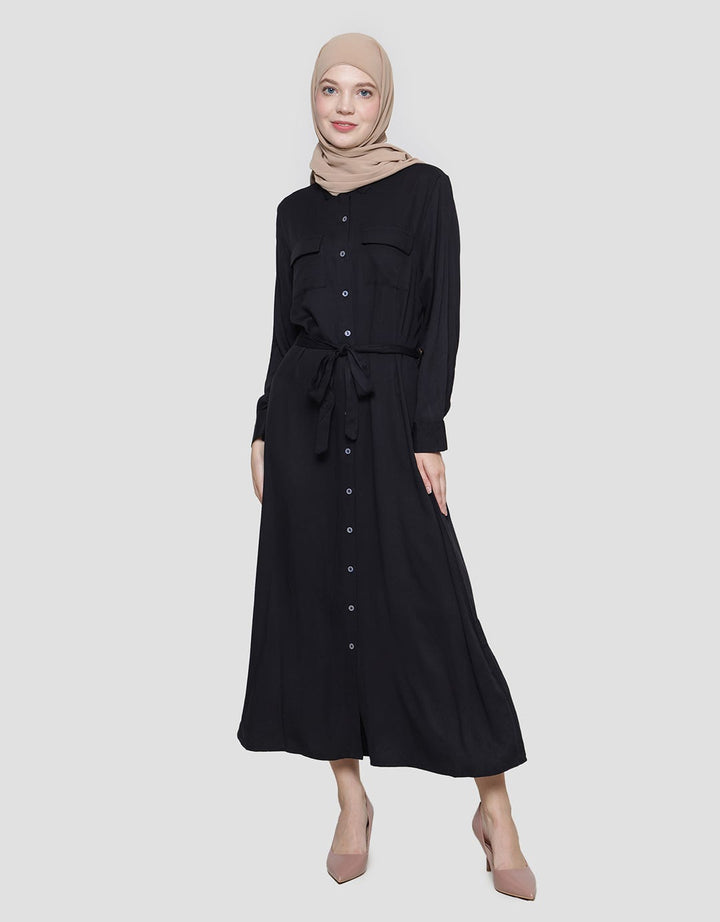 Annisa With Pocket And Belt Strap Maxi Dress Wanita