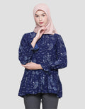 Annisa Print Abstract  Ruffle Rneck Blouse Wanita