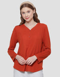 Connexion Vneck Texture Kaos Lengan Panjang Wanita