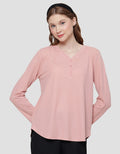 Connexion Vneck Texture Kaos Lengan Panjang Wanita