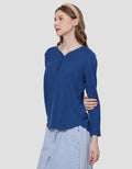 Connexion Vneck Texture Kaos Lengan Panjang Wanita