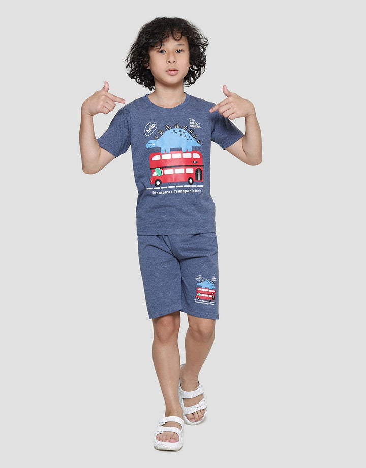 Little M  Dino Bus Baju One Set Anak Laki-Laki