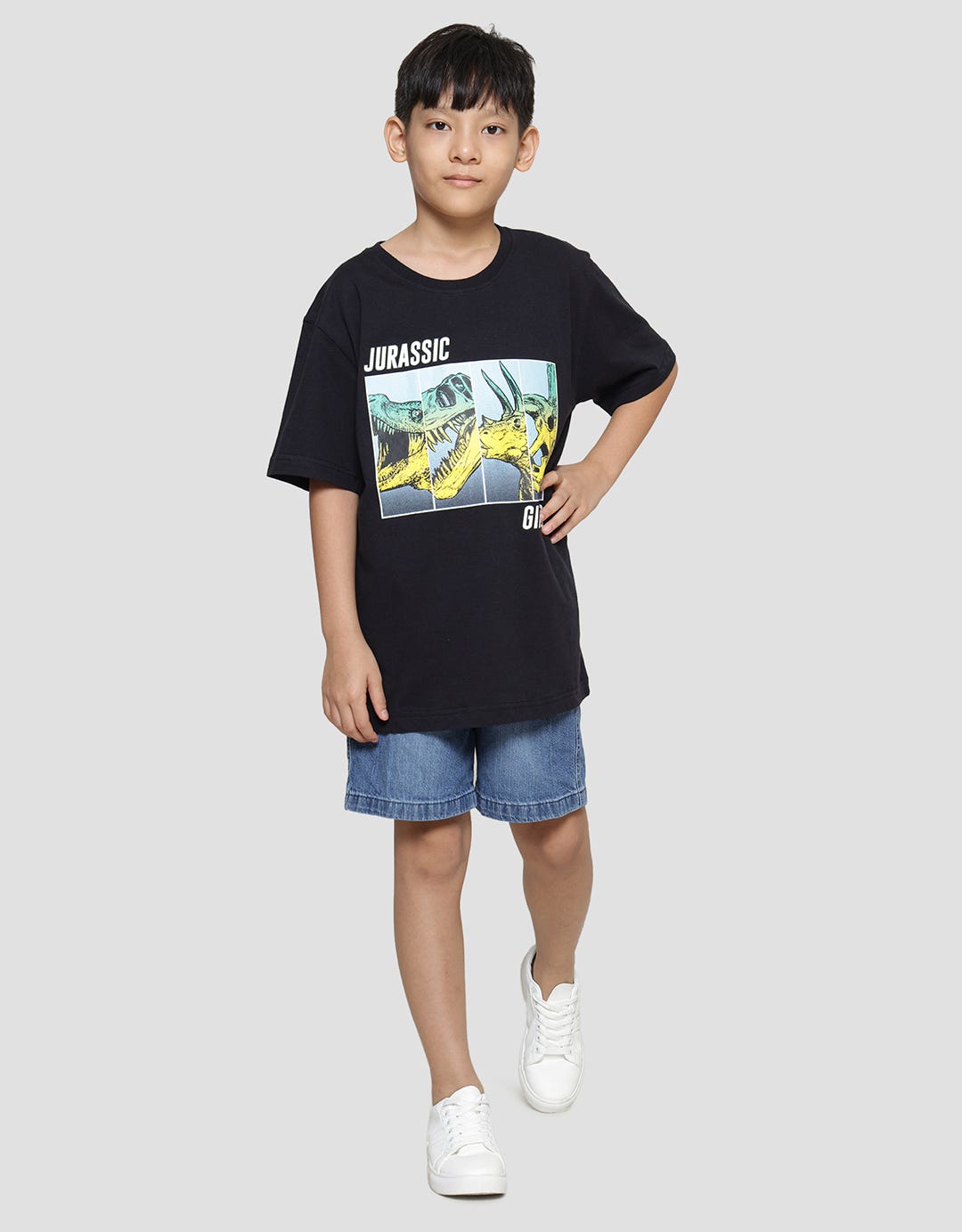 Aero Jurassic Giants Print Kaos Lengan Pendek Anak Laki-Laki