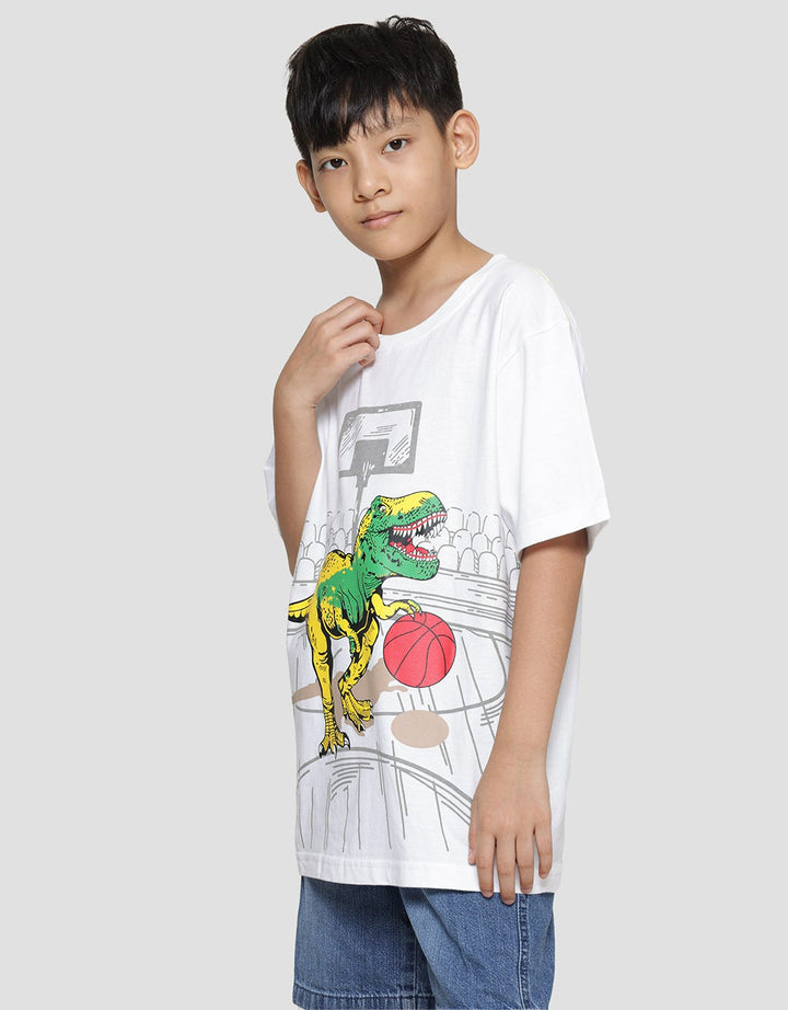 Aero Dino Basket Print Boys Short Sleeve T-Shirt