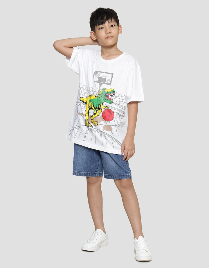 Aero Dino Basket Print Boys Short Sleeve T-Shirt