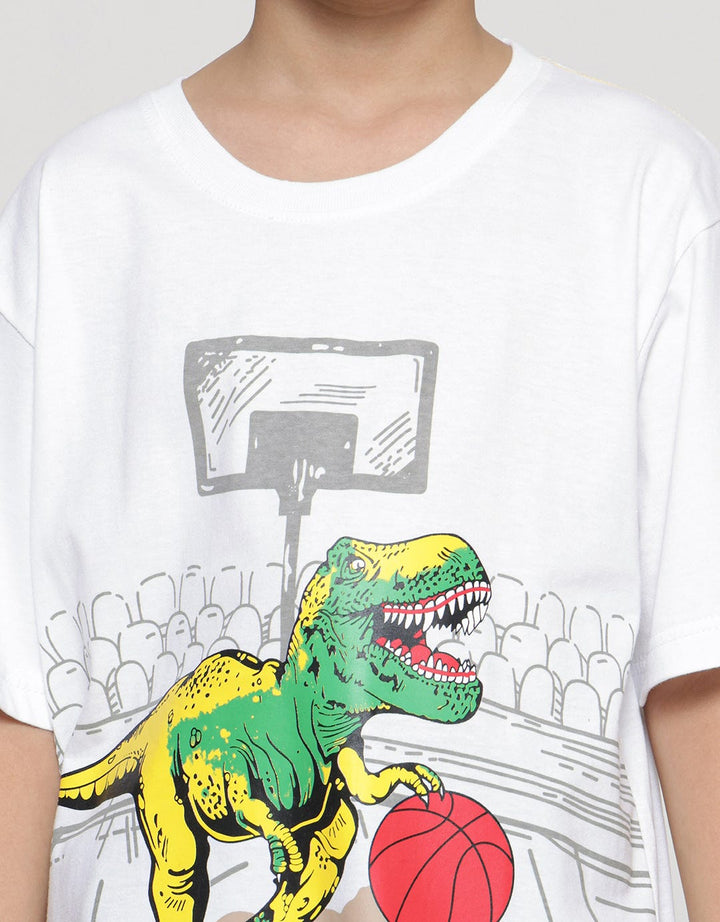 Aero Dino Basket Print Boys Short Sleeve T-Shirt