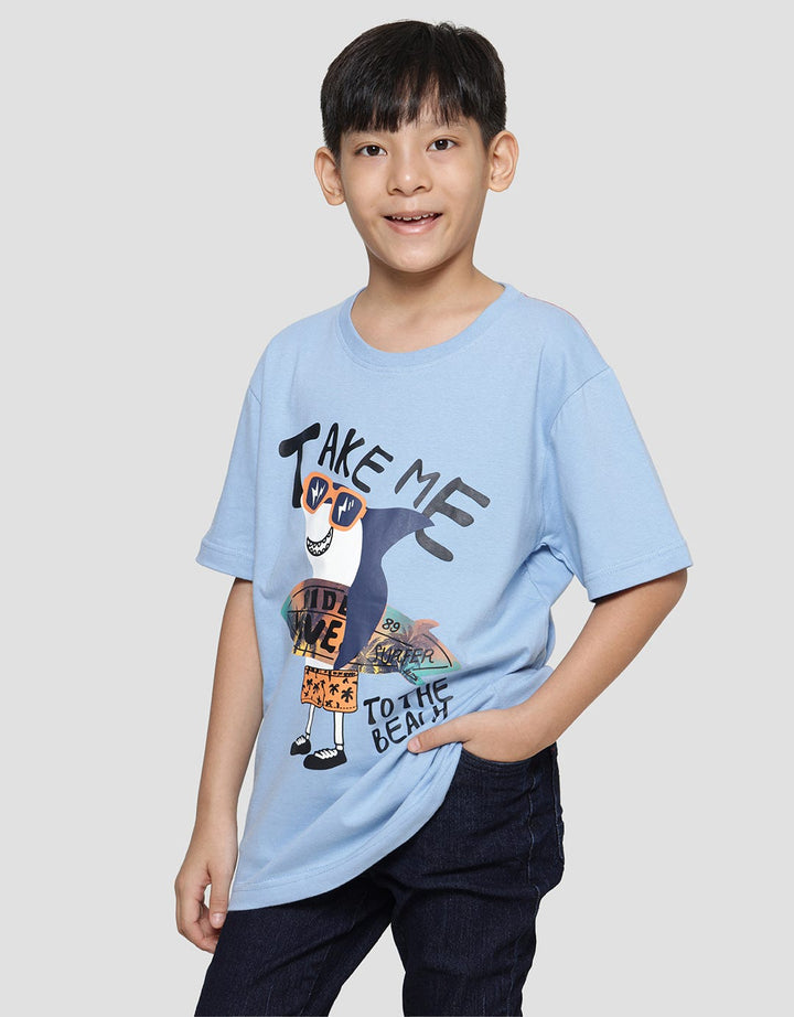 Aero Shark Ride Wave Print Kaos Lengan Pendek Anak Laki-Laki