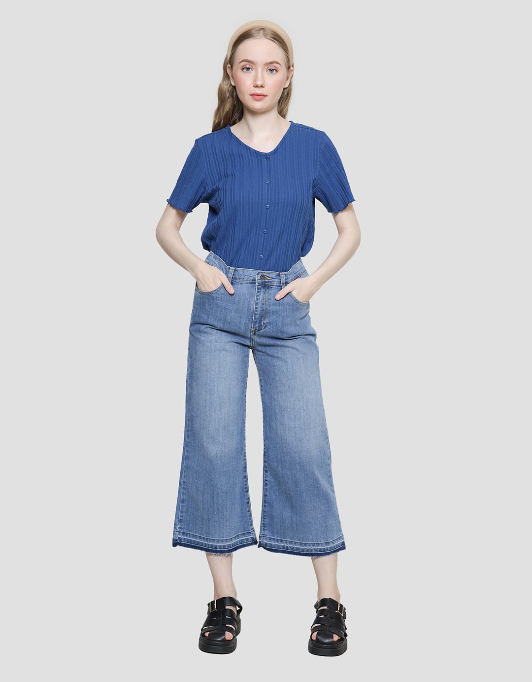 Nevada Denim Unfinished Celana Panjang Cullote Wanita