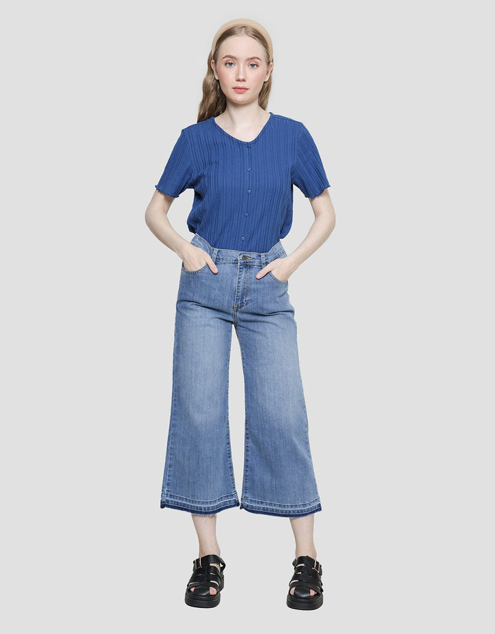 Nevada Denim Unfinished Celana Panjang Cullote Wanita