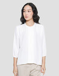 St. Yves Moss Crepe Pleated Full Button Blouse Wanita