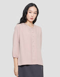 St. Yves Moss Crepe Pleated Full Button Blouse Wanita