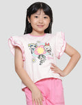 Character The Powerpuff Girls Texture Kaos Lengan Ruffle Anak Perempuan
