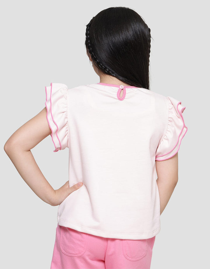 Character The Powerpuff Girls Texture Ruffle Sleeve T-shirt for Girls
