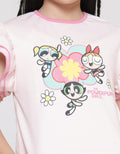 Character The Powerpuff Girls Texture Kaos Lengan Ruffle Anak Perempuan