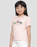 Character The Powerpuff Girls Texture Ruffle Kerah Kaos Anak Perempuan
