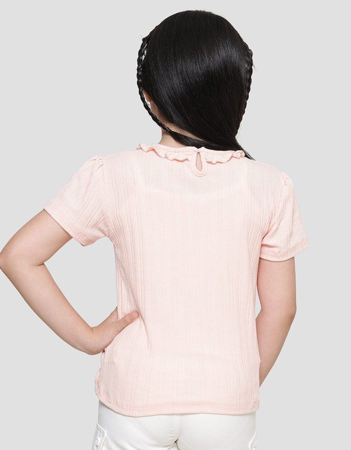 Character The Powerpuff Girls Texture Ruffle Collar Girls T-shirt